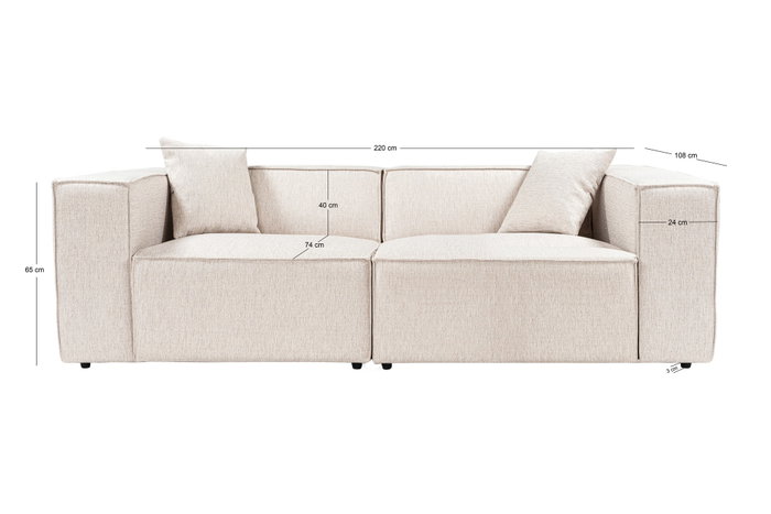 Atelier Del Sofa Sofá Lora 2 Plazas - Marrón Claro, Sofá de Lino con Estructura de Carballo, Comodidad y Estilo